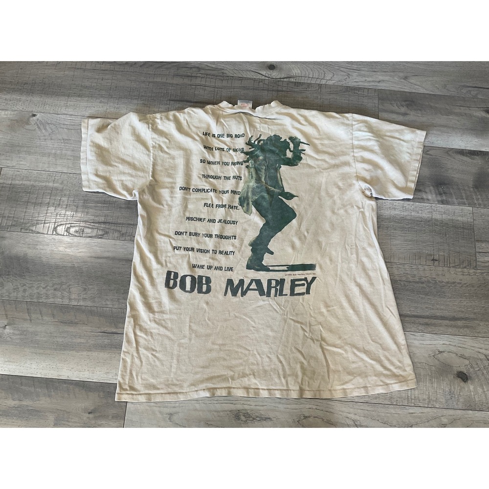 Vintage Bob Marley Wake Up and Live 1995 T-Shirt Oneita Power-T Single Stitch XL - Picture 11 of 14
